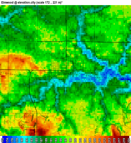 Elmwood elevation map