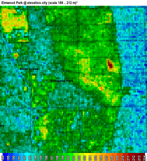 Elmwood Park elevation map