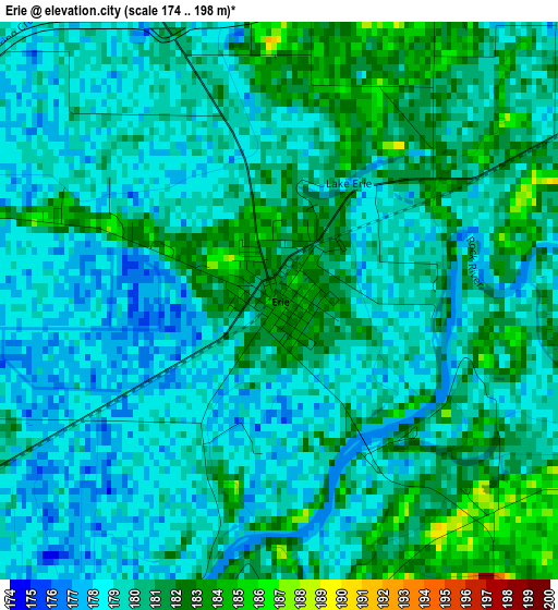 Erie elevation map