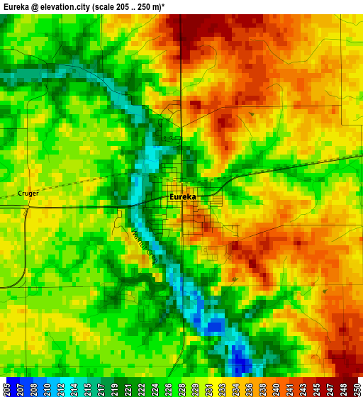 Eureka elevation map