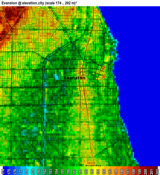 Evanston elevation map