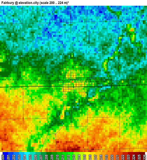 Fairbury elevation map