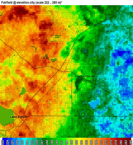 Fairfield elevation map