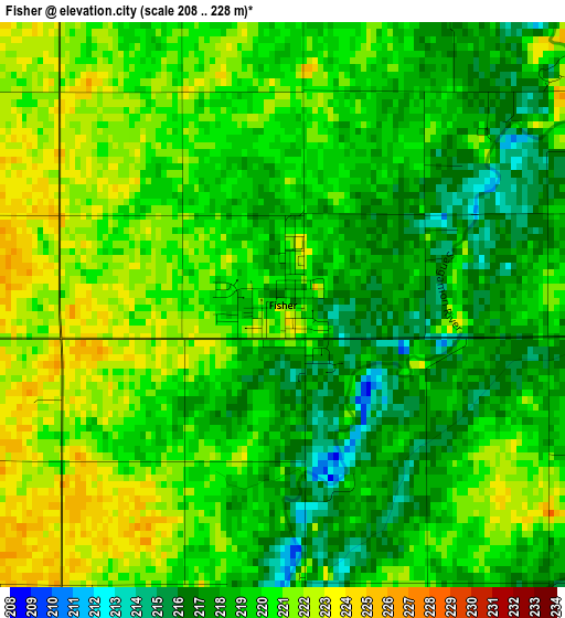 Fisher elevation map