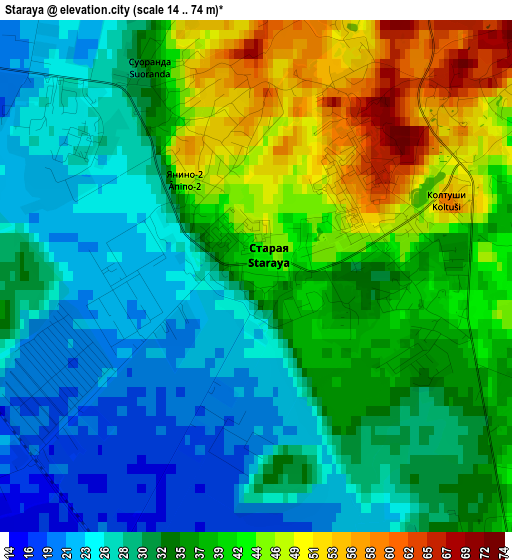 Staraya elevation map