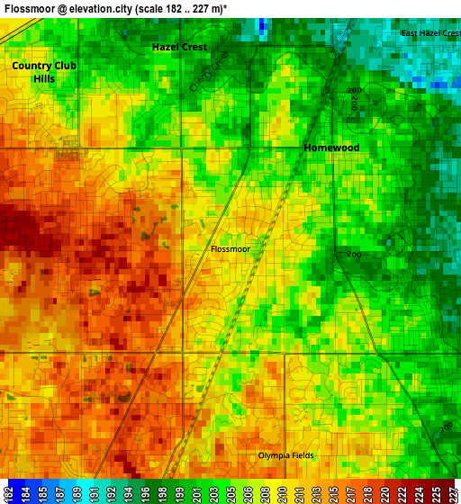 Flossmoor elevation map