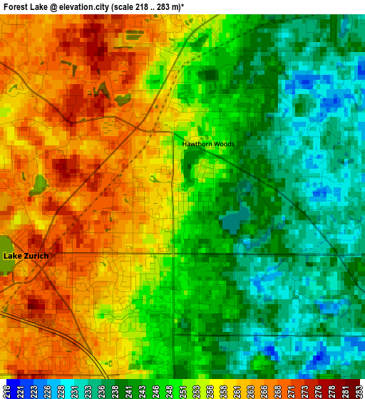 Forest Lake elevation map