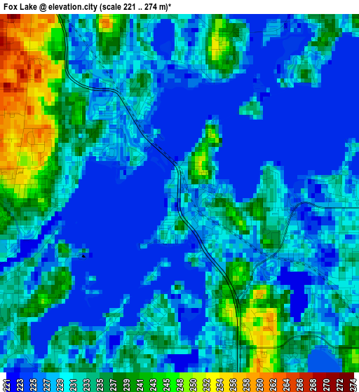 Fox Lake elevation map