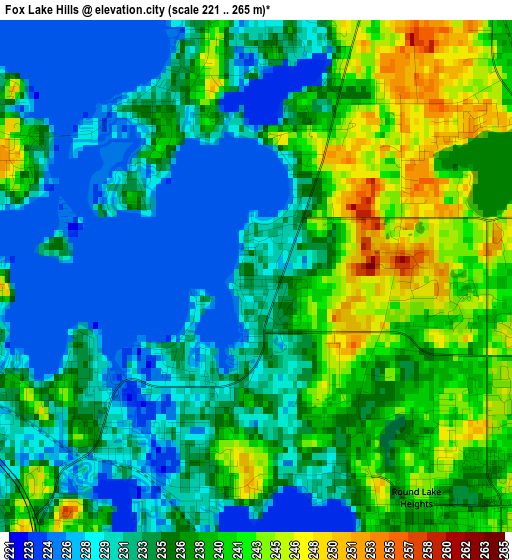 Fox Lake Hills elevation map