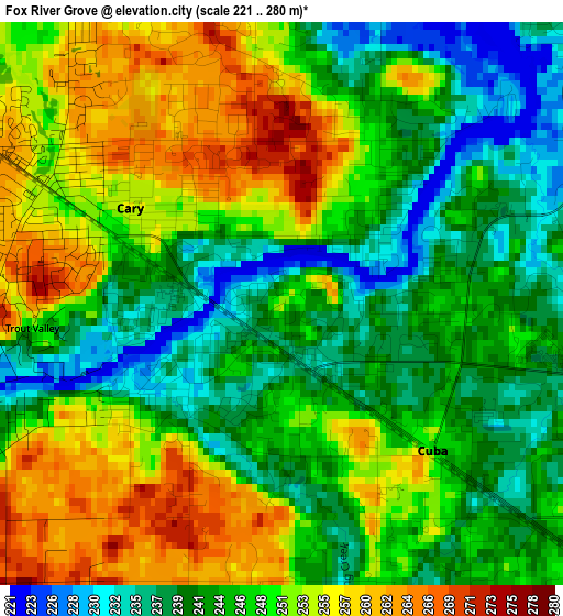 Fox River Grove elevation map