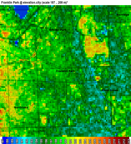 Franklin Park elevation map