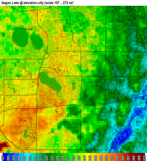 Gages Lake elevation map