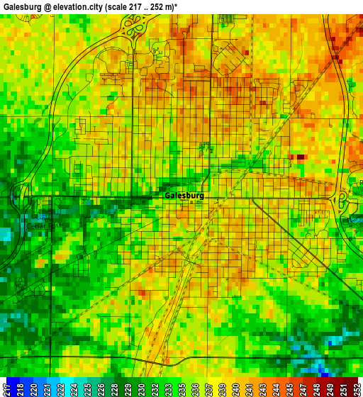 Galesburg elevation map