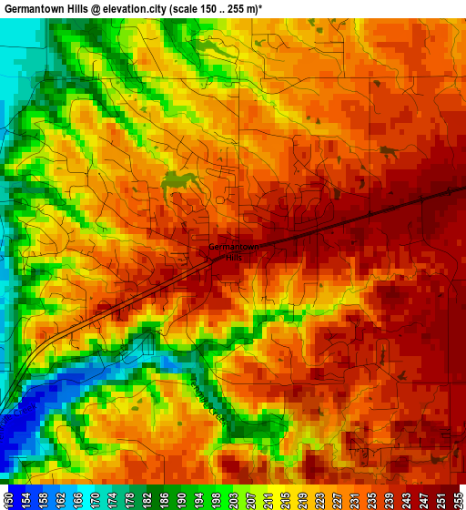 Germantown Hills elevation map