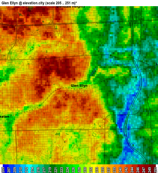 Glen Ellyn elevation map