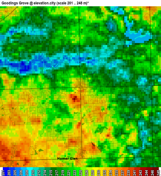 Goodings Grove elevation map