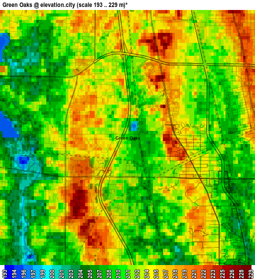 Green Oaks elevation map