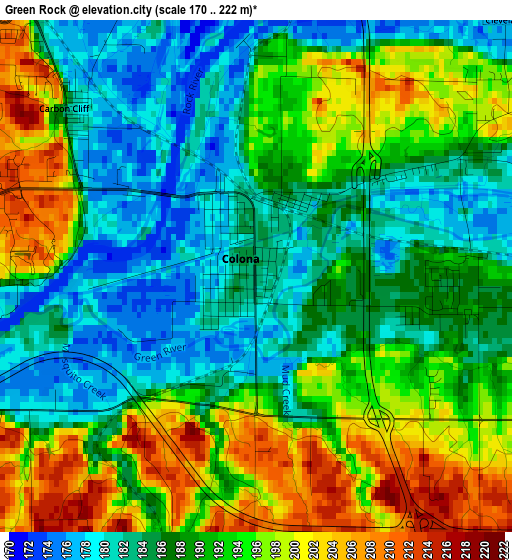 Green Rock elevation map