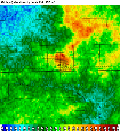 Gridley elevation map