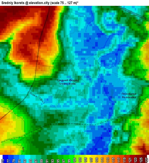 Sredniy Ikorets elevation map