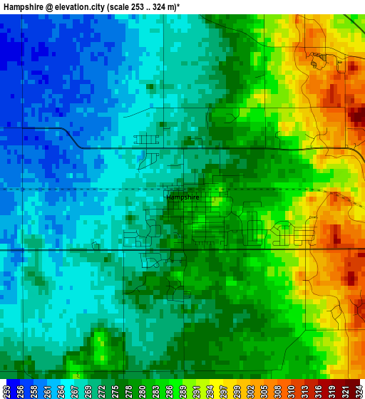 Hampshire elevation map