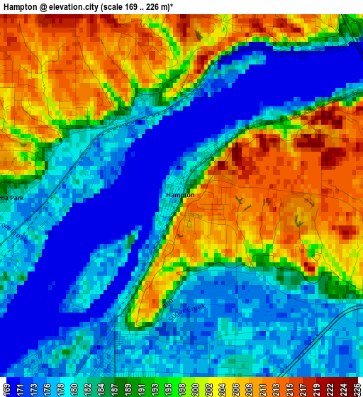 Hampton elevation map