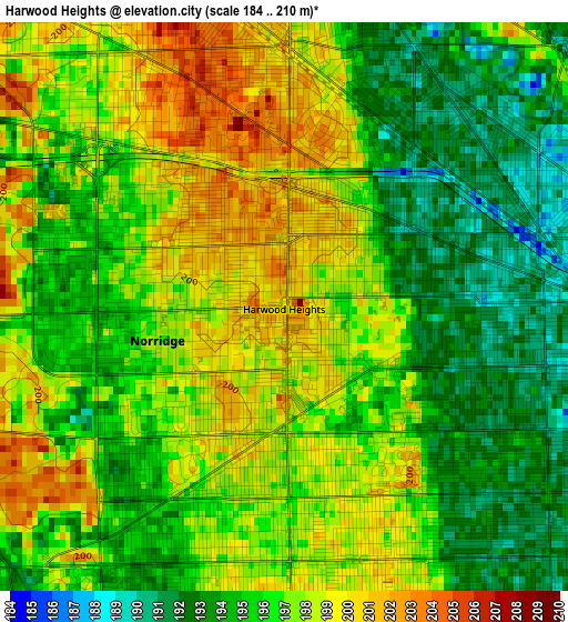 Harwood Heights elevation map