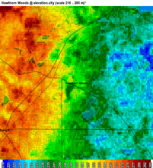 Hawthorn Woods elevation map