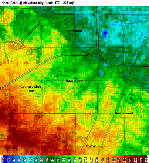 Hazel Crest elevation map