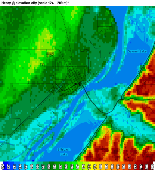 Henry elevation map