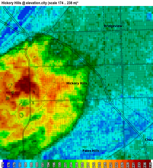 Hickory Hills elevation map