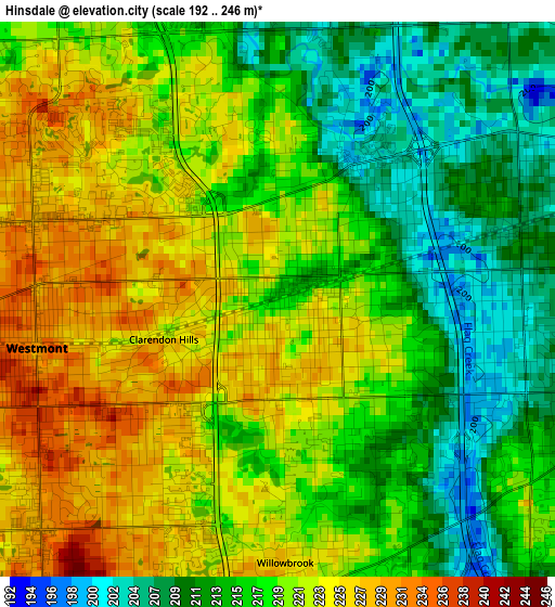 Hinsdale elevation map