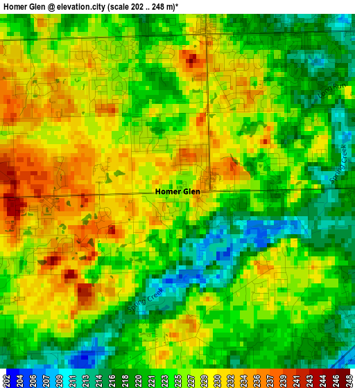 Homer Glen elevation map