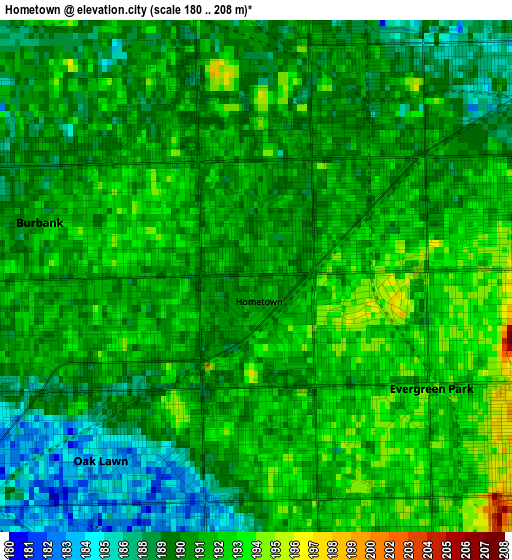 Hometown elevation map