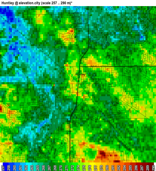 Huntley elevation map