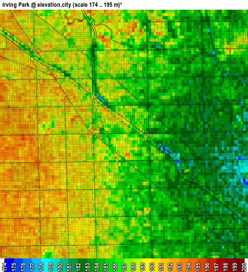 Irving Park elevation map