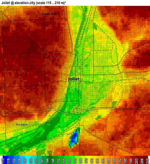 Joliet elevation map