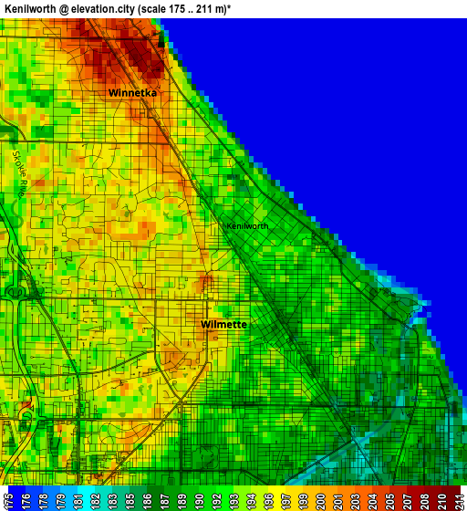 Kenilworth elevation map