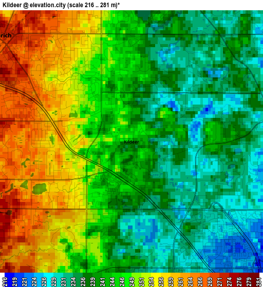 Kildeer elevation map