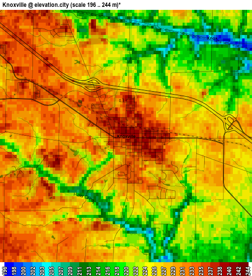 Knoxville elevation map