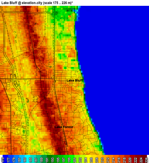 Lake Bluff elevation map