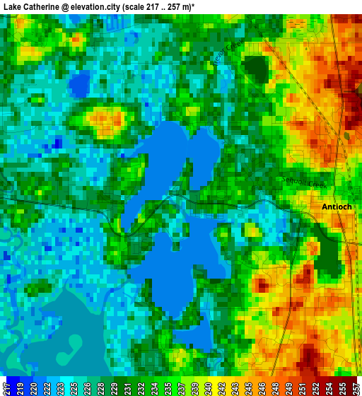 Lake Catherine elevation map