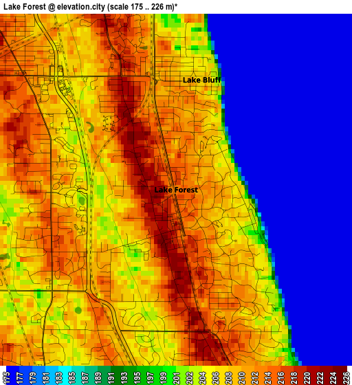 Lake Forest elevation map