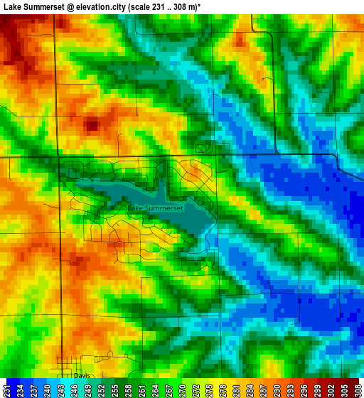 Lake Summerset elevation map