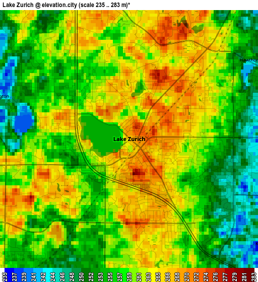 Lake Zurich elevation map