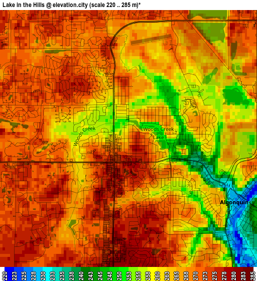 Lake in the Hills elevation map