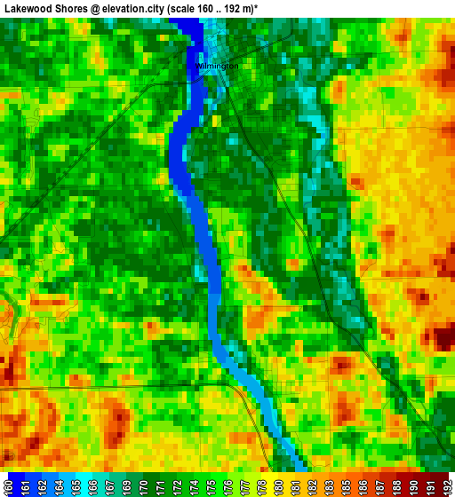 Lakewood Shores elevation map