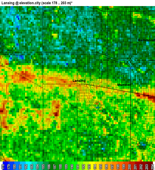 Lansing elevation map