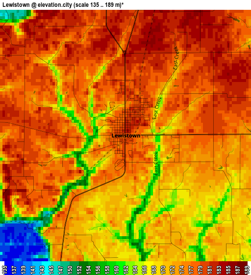 Lewistown elevation map