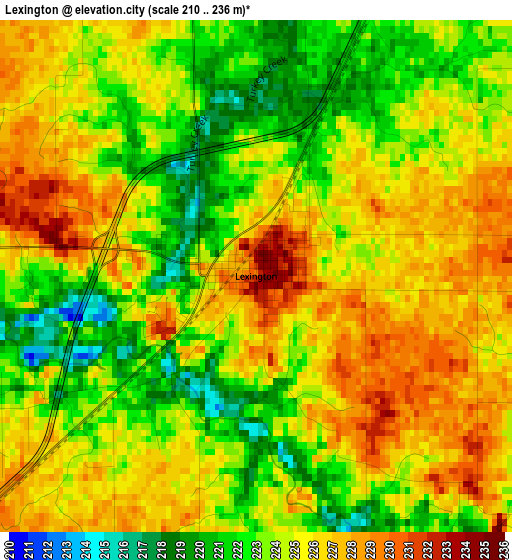 Lexington elevation map